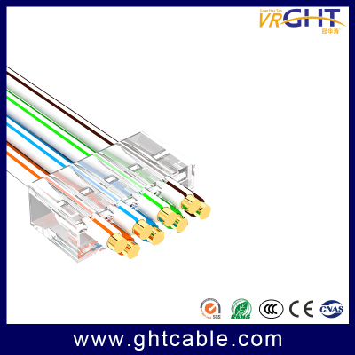 CAT7 RJ45 8P8C مطلي بالذهب المحتوى 1-50μ