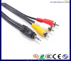 3.5MM - 3RCA Black PVC Audio Cable 