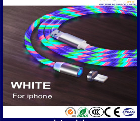 Magnetic Type USB Flowing White Light Cable with Changeable Plug