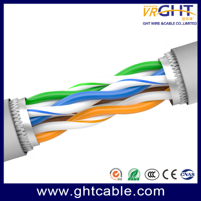 كابل شبكة داخلي SFTP Cat5e مقاس 24AWG أزرق رمادي PVC