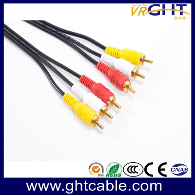 كابل صوت 3RCA-3RCA كابل صوت PVC أسود