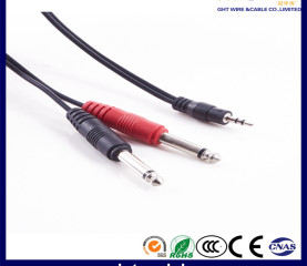 3.5mm - 2AUX Cable Black PVC Audio Cable