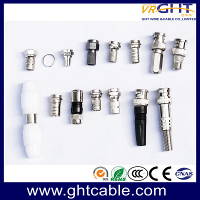  CT010 Rg11 Coaxial Cable F Male Waterproof Electrical Connector Zinc Alloy Nickle Plated