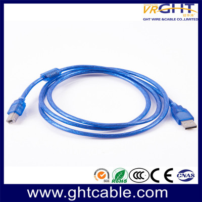 USB 2.0 A（M）-B（M）-透明蓝色