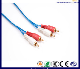 2RCA - 2RCA Cable Blue Transparent PVC Audio Cable