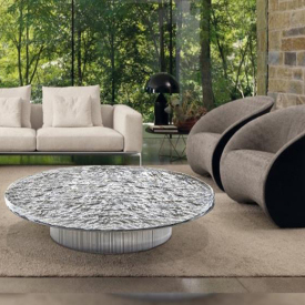 Italian CC design wavy water ripple crystal glass coffee table countertop