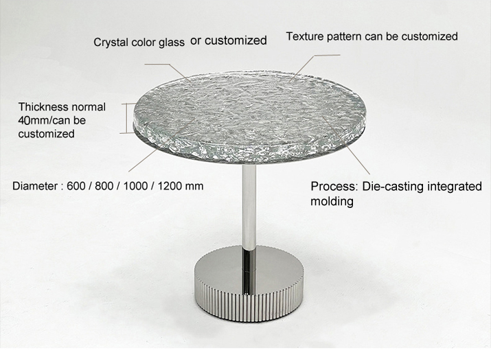 Livingroom furniture metal base crystal glass round coffee side table