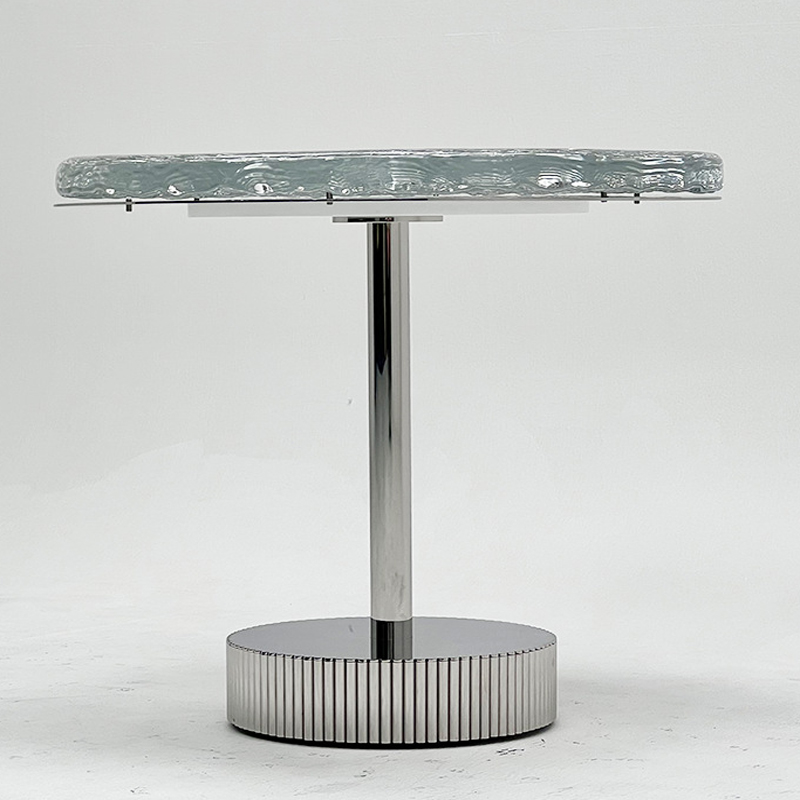 Livingroom furniture metal base crystal glass round coffee side table