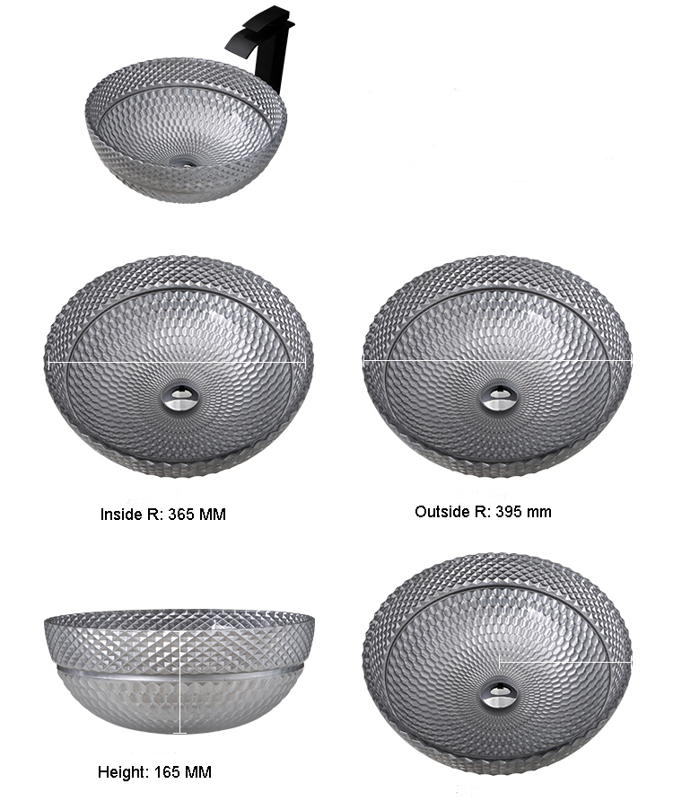 High quality countertop cast round glass wash basin