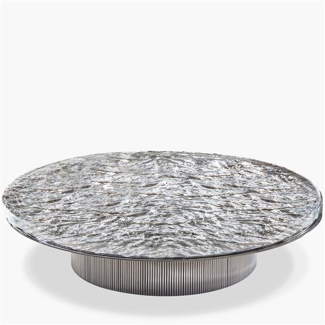 Italian CC design wavy water ripple crystal glass coffee table countertop