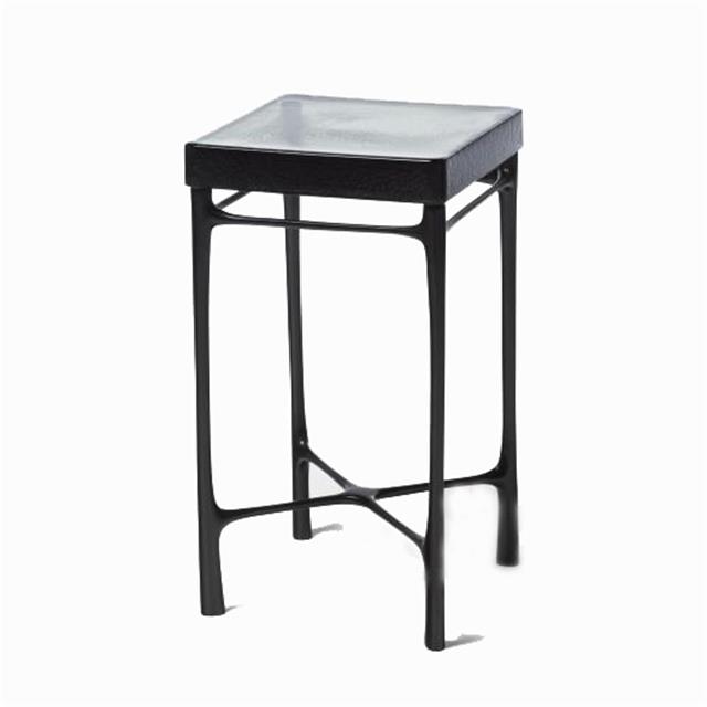 Stainless steel base square cast glass side table