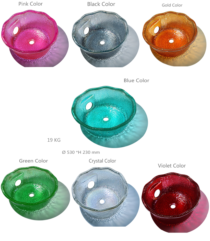 Crystal color glass bowl for sap nail salon pedicure chair