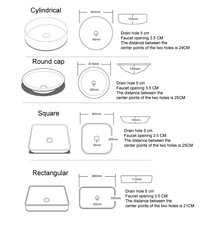 Transparent crystal round vessel wash glass basin sink