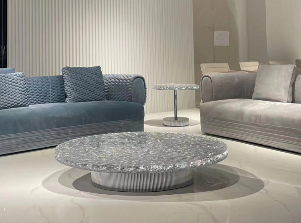 Glass round coffee table