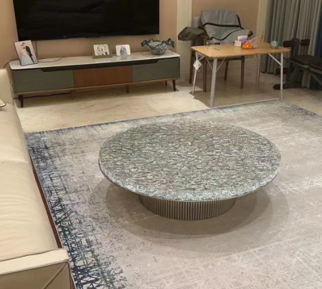 Glass round coffee table