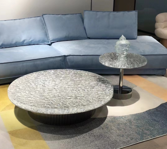 Glass round coffee table