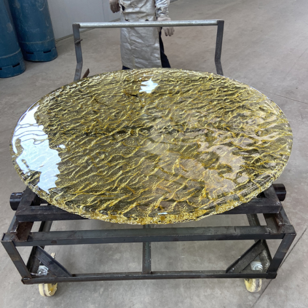 Italian CC design wavy water ripple crystal glass coffee table countertop