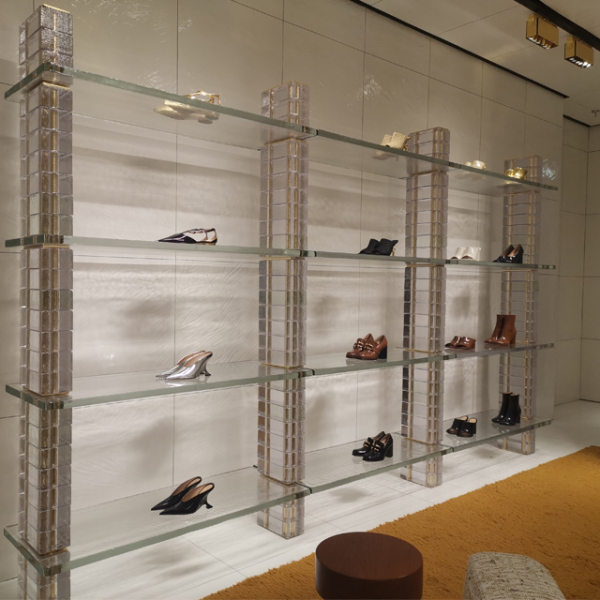 Glass brick display rack
